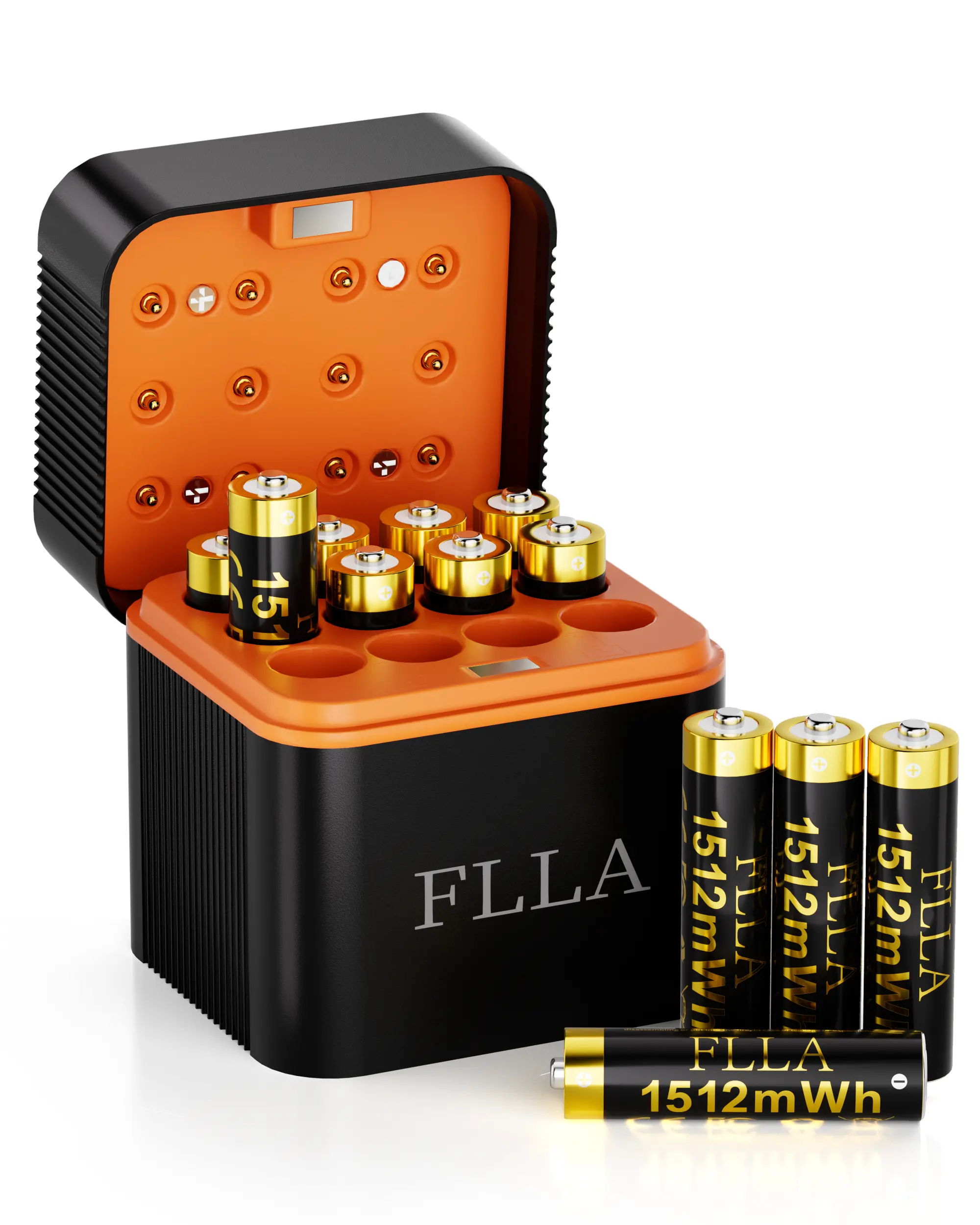 FLLA 1512mWh Battery 1.5V Triple AAA Batteries 12Pack, With USB-C Charger Case, For Remotes,Cameras,Toys