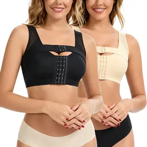 Women's Front Closure Post-Surgery Compression Bra Shaper Tops with Breast Support Band Wirefree Comfy Womenswear Underwear Tops