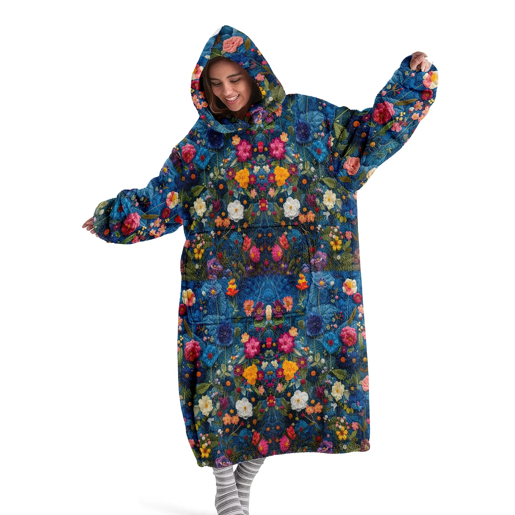 hoodie blanket，Wearable Blanket，Ultra-Soft Flannel Hooded Blanket Sweatshirt, Wearable Blanket with Plant Floral Print, Modern Style, Cozy Hooded Blanket, Holiday Gift，Christmas Gift,Valentine's Day gift