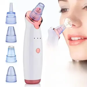 Fashion Rose Gold Blackhead Remover, Powerful Facial Pore Cleanser with 4 Functional Heads, Adjustable Suction for All Skin Types