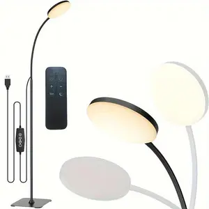 Modern Floor Lamp with Remote Control, 1 Count 3 Color & 10 Brightness Dimmable Gooseneck Light with 1H Timer, Suitable for Working/Studying/Sewing/Drawing Crafting/Makeup, Home Decor, Remote Floor Lamps