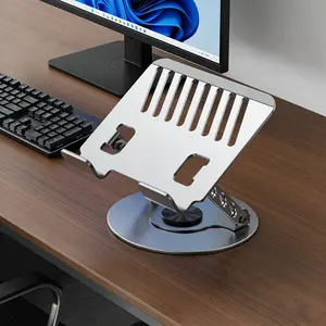 360° Rotating 2-in-1 Multifunctional Laptop Stand Adjustable Foldable Aluminum for Gaming & Mobile Portable Holder Compatible with MacBook Up to 17 Inches