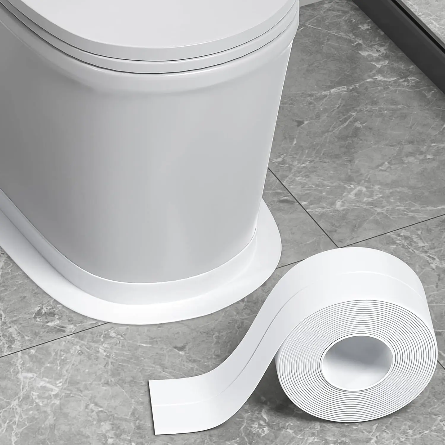 White Caulk Tape  Self Adhesive, Toilet Caulking Sealant Tape, Bathtub Caulk Sealing Strip for Kitchen, Bathroom, Countertop, Sink, Floor Wall Edge Protector(1.5" x 10.5Ft)