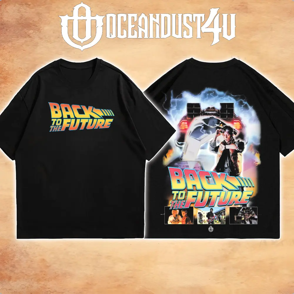 OceanMOB4U Back to the Future Retro Movie Unisex T-Shirt, DeLorean Time Machine Graphic Tee, 80s Sci-Fi Film Shirt, Vintage Movie Fan Outfit, Classic Cinema Gift