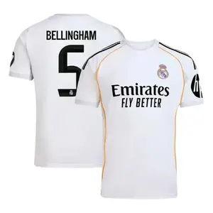 Bellingham #5 Unisex Real Madrid Team 2025/26 LaLiga Home Stadium Replica Soccer Jersey - White
