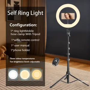 10 Inch LED Ring Light with Tripod Stand, for YouTube Vlog Video Recording, Makeup Studio Portrait with Remote Control Adjustable Ring Light with Tripod ring  light  glow flexible tripod color temperature vlogger content creator youtube#springbreak