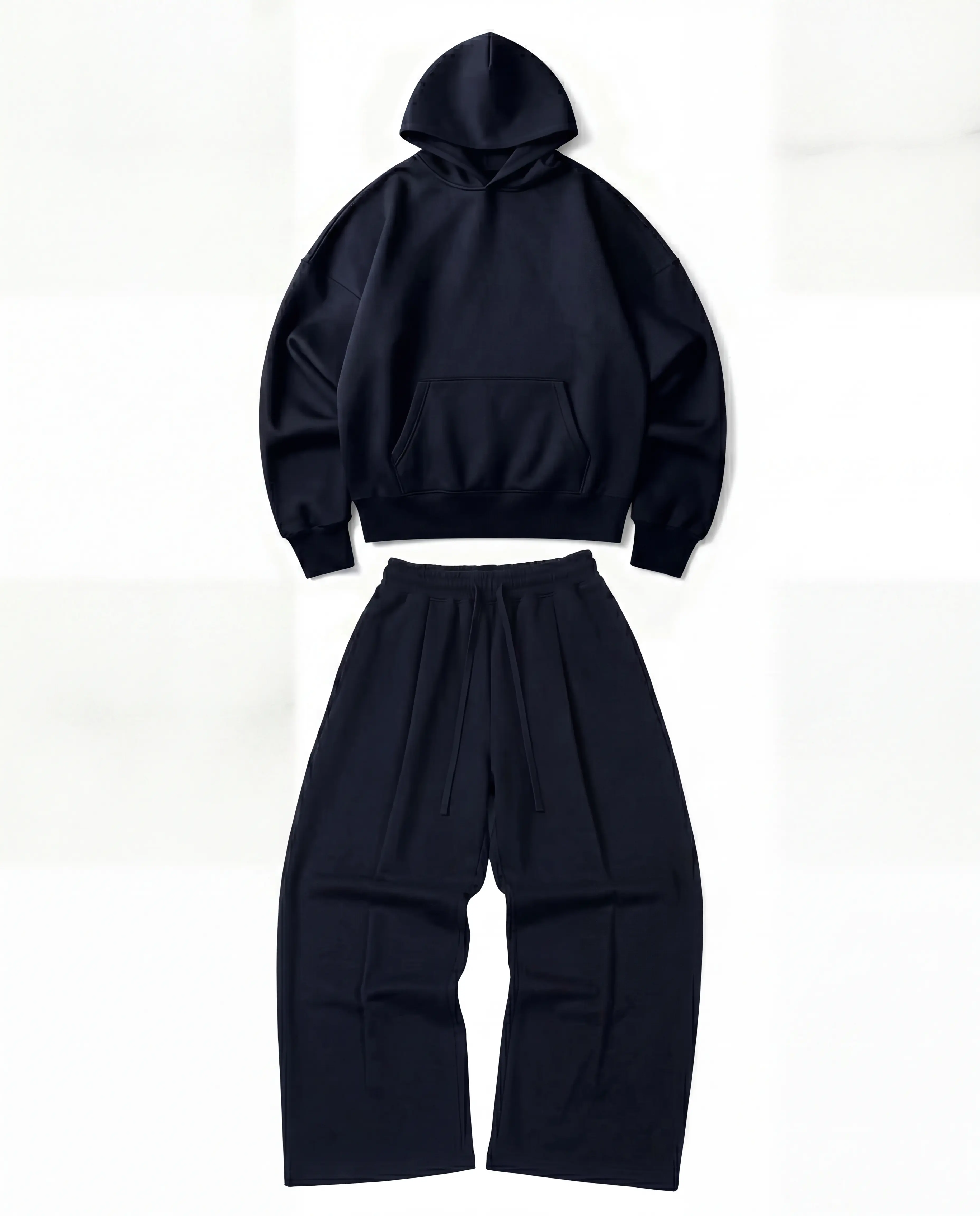 Ultra Heavy 520GSM GOTS Organic Hoodie+Baggy Pleat Sweats Deep Navy [Pre-order]
