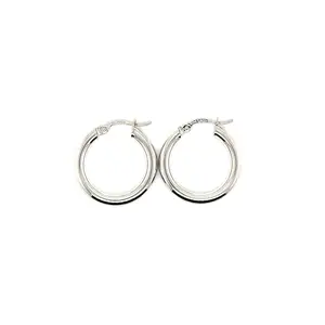 14k White Gold Plain Hoop Earrings | .75"
