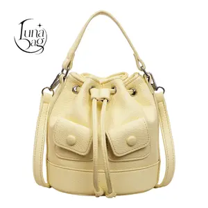 Candy Color Drawstring Bucket Bag, Multi-Option Handheld & Crossbody Purse, Elegant Versatile Shoulder Bag for Women outdoorfun