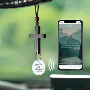 Daily Bible Verse Car Rearview Mirror Cross Pendant Divine Road Companion Christian Accessories  "I Am With You Always" Christian Accessories for Car Rearview Mirror Decorative  Holiday Gifts, Birthday Gifts, Woodcarving Gifts