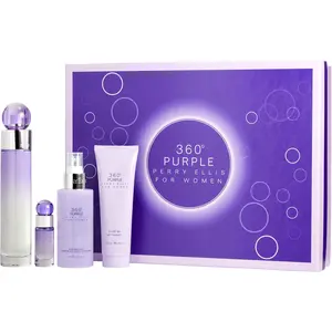 Perry Ellis 360 Purple Set-Eau De Parfum Spray 3.4 Oz & Body Mist 4 Oz & Shower Gel 3 Oz & Eau De Parfum 0.25 Oz Mini For Women
