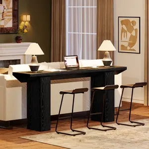 Tribesigns 63-Inch Long Console Table Modern Farmhouse Style Black MDF Wood Sofa Table for Living Room Hallway Entryway Decorative Items Display