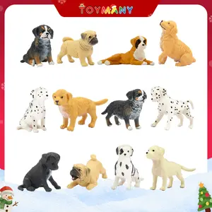 12PCS Mini Dog Figurines Playset, Realistic Detailed Plastic Puppy Figures, Hand Painted Emulational Tiny Dogs Animals Toy Set, Cake Toppers Christmas Birthday Gift for Kids Toddlers