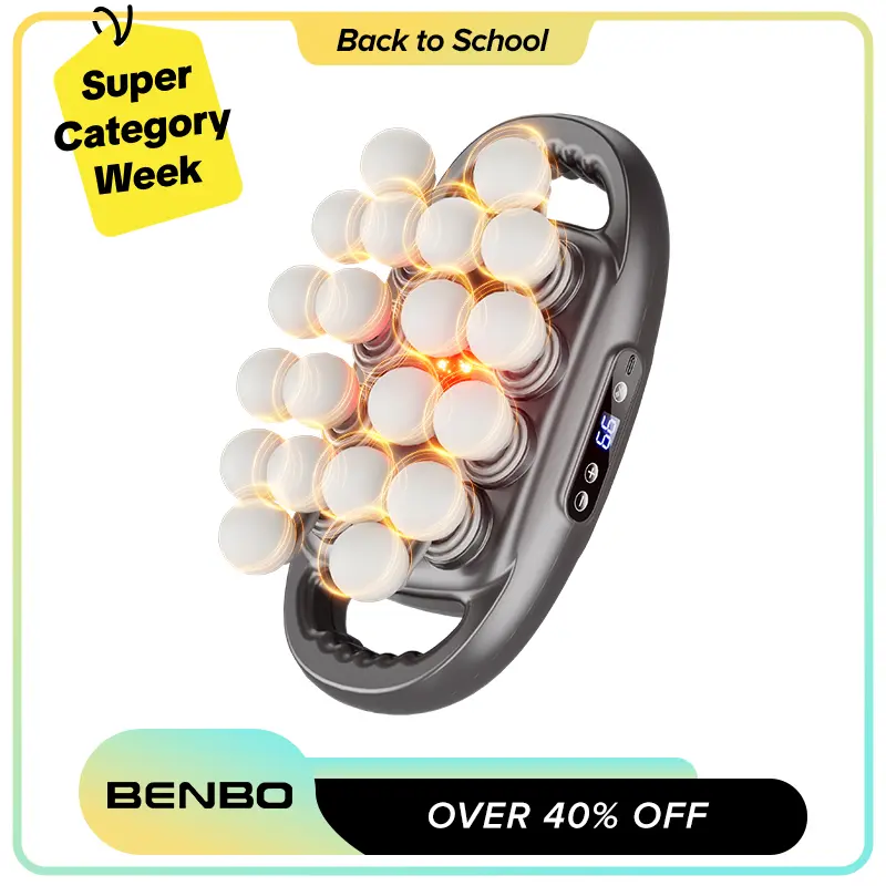BENBO 20-Ball Vibratory Massage Gun - 30 Levels, 9 Modes, Quiet Rechargeable Portable Muscle Massager, Abs Self Care Gadget with Batteries, Home/Sports Relaxation Aid #TikTokShopBackToSchool