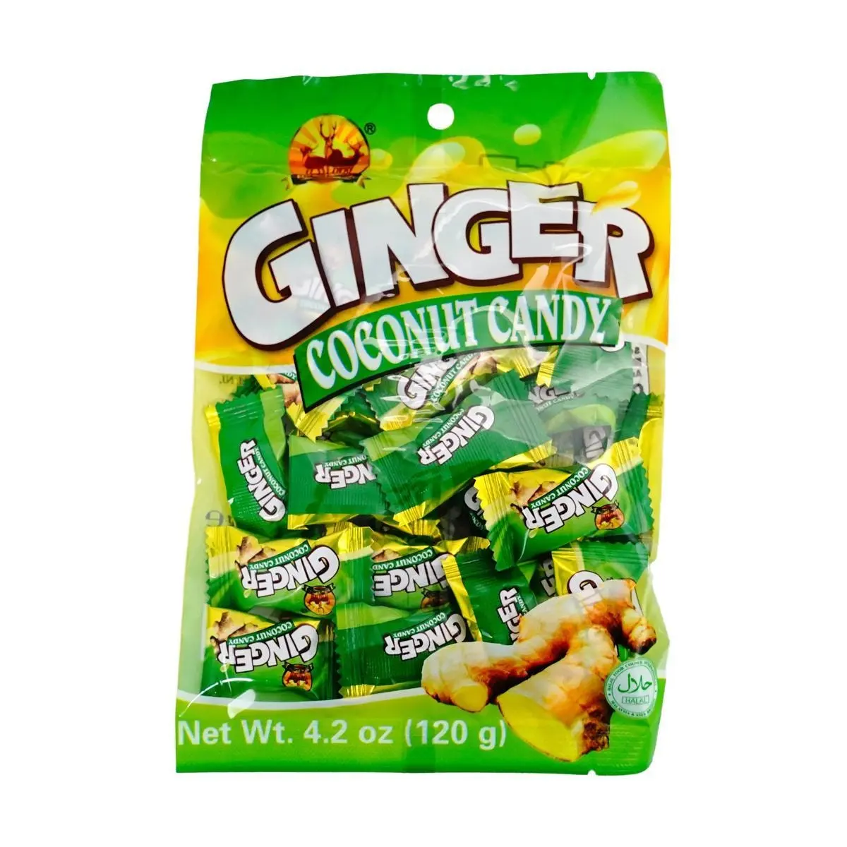 Three Deer Brand Ginger Coconut Candy 120g - Authentic Asian Snack, Sweet & Spicy Flavor Three Deer Brand Ginger Coconut Candy 120g - Authentic Asian Snack, Sweet & Spicy Flavor