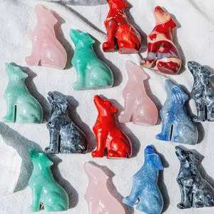 【reikicrystal_pro】Natural Crystal Crystal Wolf Sculpture