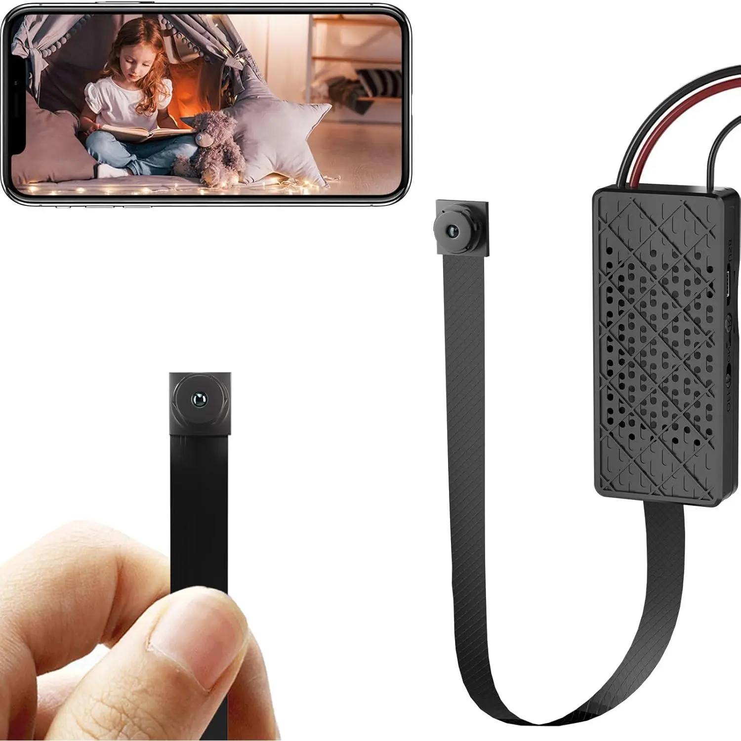 1080P HD Wireless Nanny Spy Camera with Motion Detection, Phone Compatibility, Memory Support, Local Recording & Lens for Home, Office Use