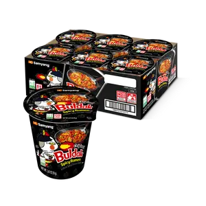 Buldak Pack of 6 Spicy Hot Chicken Stir-Fried Cup Noodles
