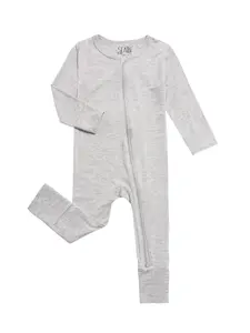Bamboo Fiber Fabric Anti-Slip Foot Bottom Unisex Baby Onesie Bodysuit, Baby Clothing, Long Sleeve Fitted Below the Ankle, Cute Solid Pattern, All Seasons