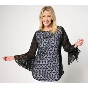 Dennis Basso Bateau Neck Tunic with Flounce Sleeves