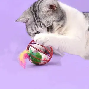 Random Color Interactive Cat Toy, 1 Count Cat Teaser Toy with Feather Tail, Durable Fabric Material Cat Teaser Toy, Fun Indoor Cat Toys, Interactive Kitten Wand