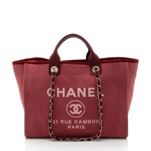 Pre-owned CHANEL Leather Tote Bags Canvas Deauville Medium Tote
