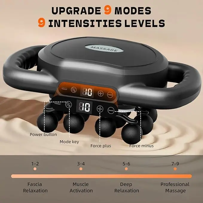 Professional Deep Tissue Massage Gun - 12 Massage Heads, 9 Speeds Percussion Massager for Full Body, Back, Legs Muscle Pain Relief & Recovery, Quiet, Adjustable Speed, Youth-Friendly, Ideal Gift for Everyone