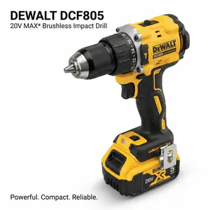 Dewalt DCF805 Brushless   Kit One Battery Charger Construction Electric  High Torque Compact Cordless Impact Drill Set spanner wrench