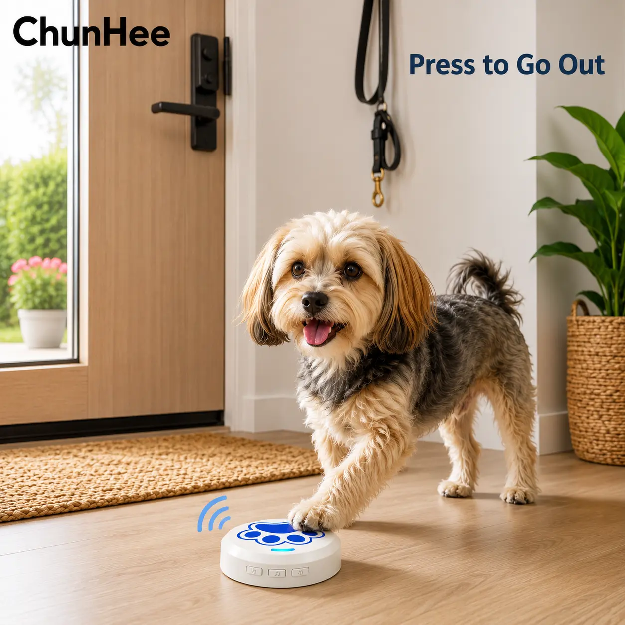 ChunHee Puppy Potty Training Doorbell - Chew-Proof Dog Potty Signal with Adhesive Base, 36 Sounds, Adjustable 0-115dB Volume, Universal Fit for Walls & Floors, Reduces Accidents, Doorbell Bell