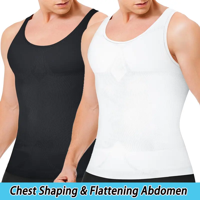 CATTIBOR 1/2/3/4 Pack Mens Compression Vest Body Shaper Men Plain Round Neck Sleeveless Tank Top Men Workout Training Basketball Vest Shapewear Menswear & Underwear,Boy Vests