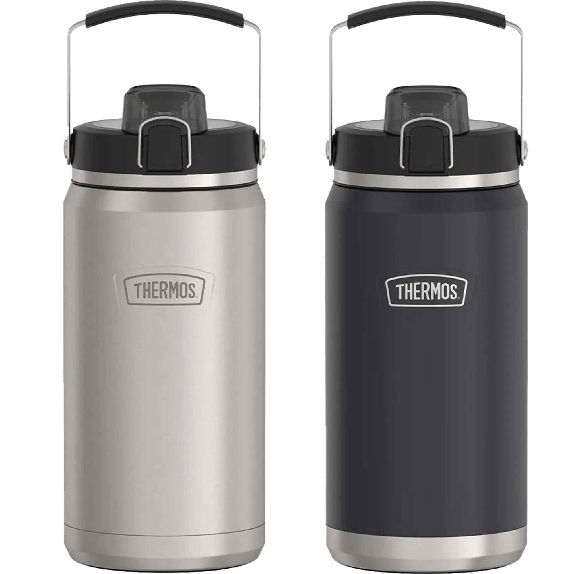 Thermos 64 oz. Icon Portable Vacuum Insulated Stainless Steel Spout Water Bottle, Vacuum Flask with Insulation Cover for Bottled Drinks, Flasks, Solid
