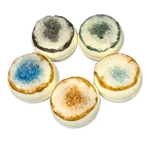5 Pack, Bath Bombs, Multiple Scents, Geodes, Natural, Handmade Body Care Lavender Eucalyptus Comfort Body Wash Skin Repair Pineapple Soap
