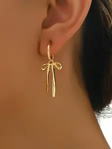 Elegant Bow Earrings with Dangling Fringe Design, Simple Yet Unique Ear Accessories, Stylish Small Batch Jewelry