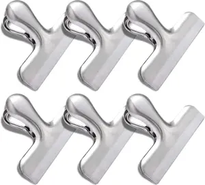 6 Pack Bag Clips, Stainless Steel Chip, Chip Clips Food Clip, Heavy Duty Air Tight Seal Kitchen Clip Snack Food Bag Clamp