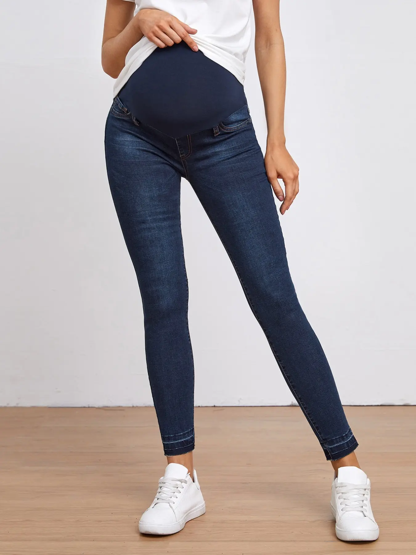 Blue Pregnant Jeans, Belly Support Mid-Waist Elastic Slim Fit, Casual Loose-Fitting Denim Jeans for All Seasons, Comfortable Pregnancy Wear, Pregnancy Clothes