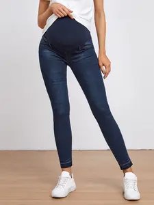 Blue Pregnant Jeans, Belly Support Mid-Waist Elastic Slim Fit, Casual Loose-Fitting Denim Jeans for All Seasons, Comfortable Pregnancy Wear, Pregnancy Clothes