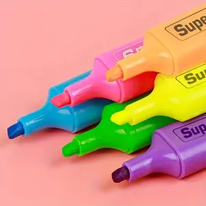 4-Color/6-Color Chisel-Tip Colored Markers, Thick Fluorescent Pens for Marking, Fluorescent Office Label Pens for Students' Study And Reading, Office Stationery Supplies