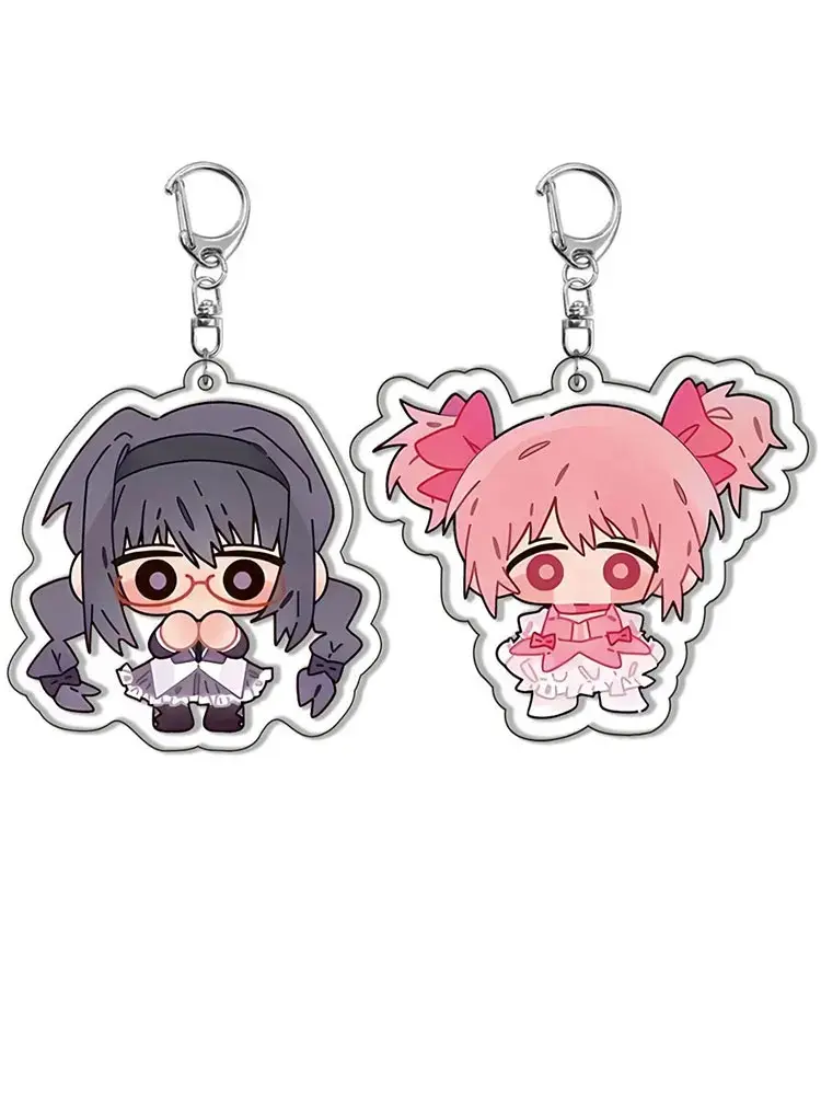 Puella Magi Madoka Magica anime keychain – A cute accessory featuring Kaname Madoka & Akemi Homura; perfect as a car keychain or a gift for fans.