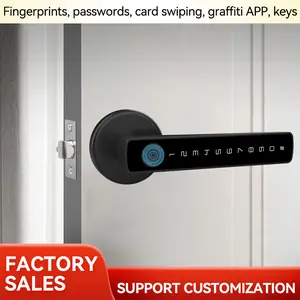 Smart Fingerprint Door Lock, Keyless Entry Door Lock with Tuya APP Control, 5-in-1 Unlock Electronic Handle Lock for Home Office