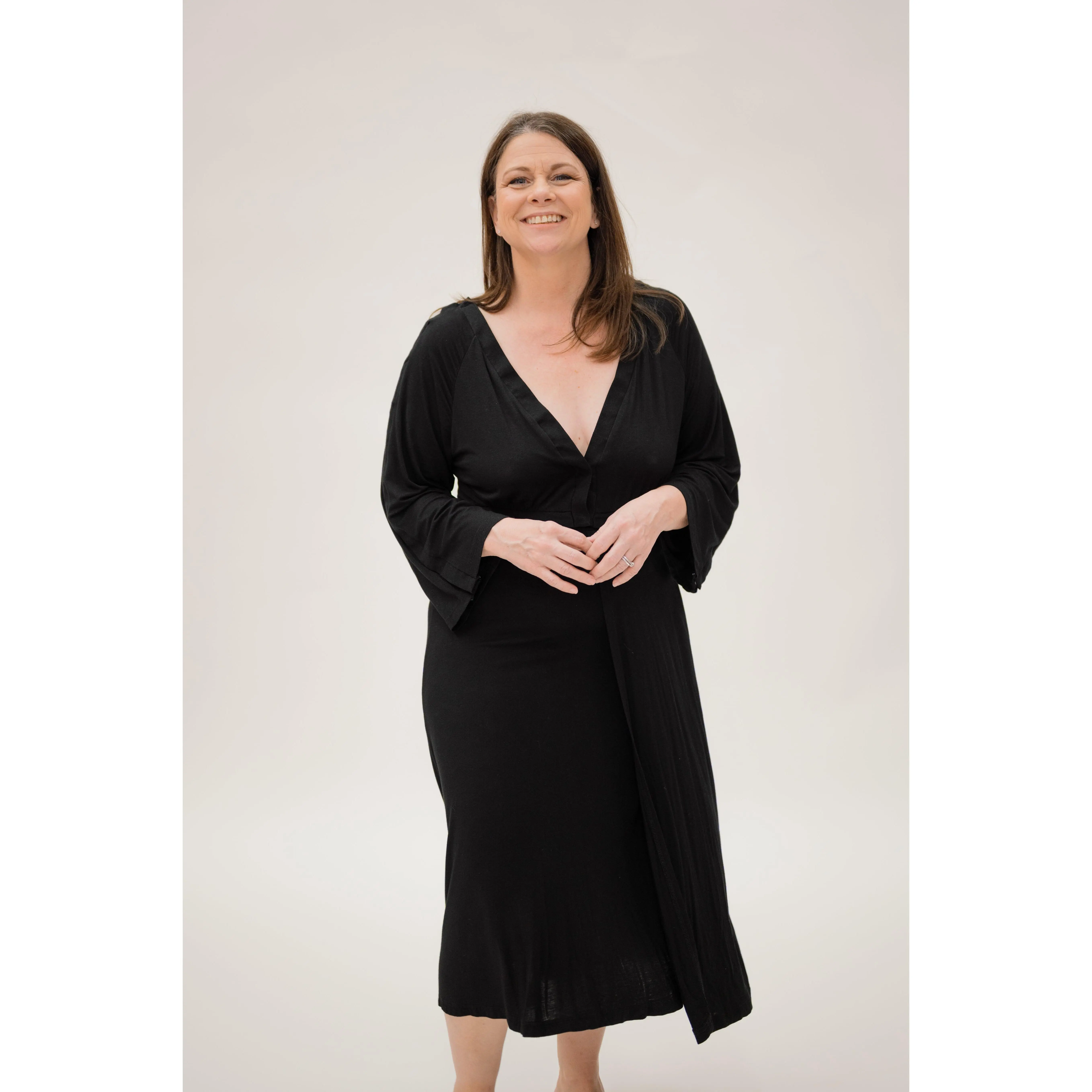 Amelia Labor & Postpartum Gown in Black