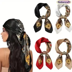 4PCS 27" Satin Silk Hair Scarf Bandana Set – Unisex Square Head Scarf, UV Protection, Lightweight & Soft, Versatile Hair Accessory for Sports, Outdoor, Daily Wear, Casual Outfits, Travel, Yoga & Summer Activities