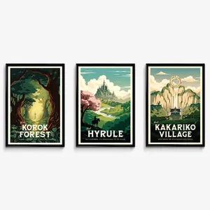 Legend of Zelda Travel Poster Bundle (Set of 3) Decor Wall Art Gaming Gift