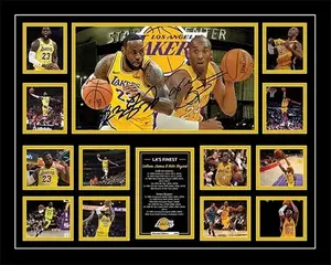 LEBRON JAMES & KOBE BRYANT LA LAKERS SIGNED LIMITED EDITION POSTER PRINT UNFRAMED MEMORABILIA
