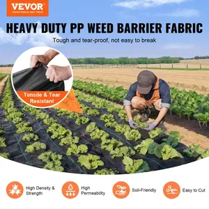 VEVOR Premium Heavy Duty Weed Barrier Landscape Fabric, Various specifications, Max 5.8 OZ Woven Geotextile Fabric Under Gravel, High Permeability for Weed Blocker Weed Mat, Driveway Fabric, Weed Control Garden Cloth