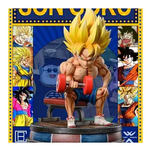 New Dragon Ball Anime Dbz Vegeta Fitness Gk Model 17cm Strong Muscle Dumbbell Pvc Action Figure Children's Toys Holiday Gift