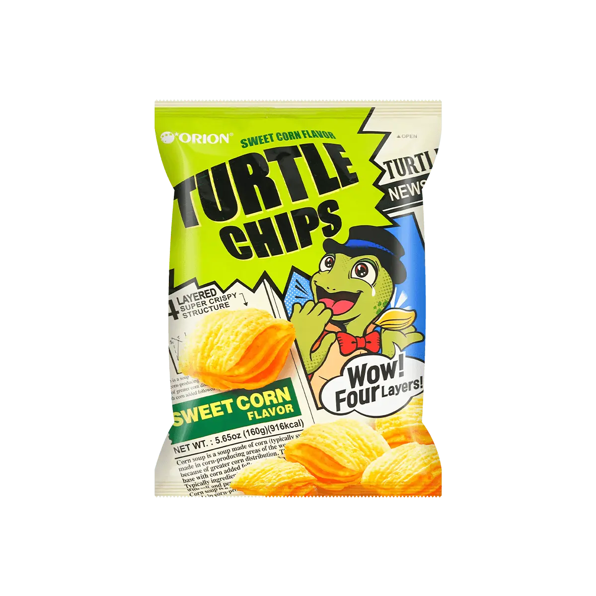 ORION Korean Ninja Turtle Chips Sweet Corn Flavor 160g - Crunchy Snack for Kids and Adults