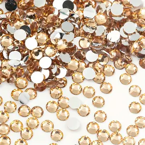 500/5000pcs 3-6mm Champagne-Colored Resin Rhinestones, Flat-Bottomed Round Jelly Gemstones, Ideal for Accessories, Shoes, Clothes, Cosmetics, Bags, Decorations