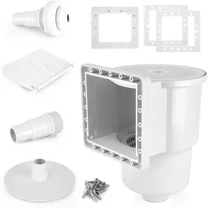 Above Ground Pool Skimmer Kit, Standard Thru-Wall Skimmer, Pool Wall Skimmer, Complete Above Ground Pool Skimmer Box System (White)