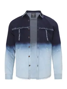Men's Rowdy Original Menswear Distressed Ripped Casual Plain Cowboy Uniform Shirt