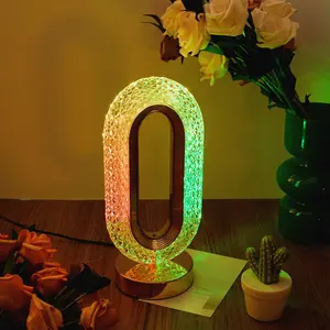 Modern Creative Crystal Led Night Light with RGB Mode, Dimmable Lighting Control, Tabletop Decor for Bedroom Living Room Desk Home Decoration, Led Nightlight, Mirror Lamp, Modern Nightstand Lamps